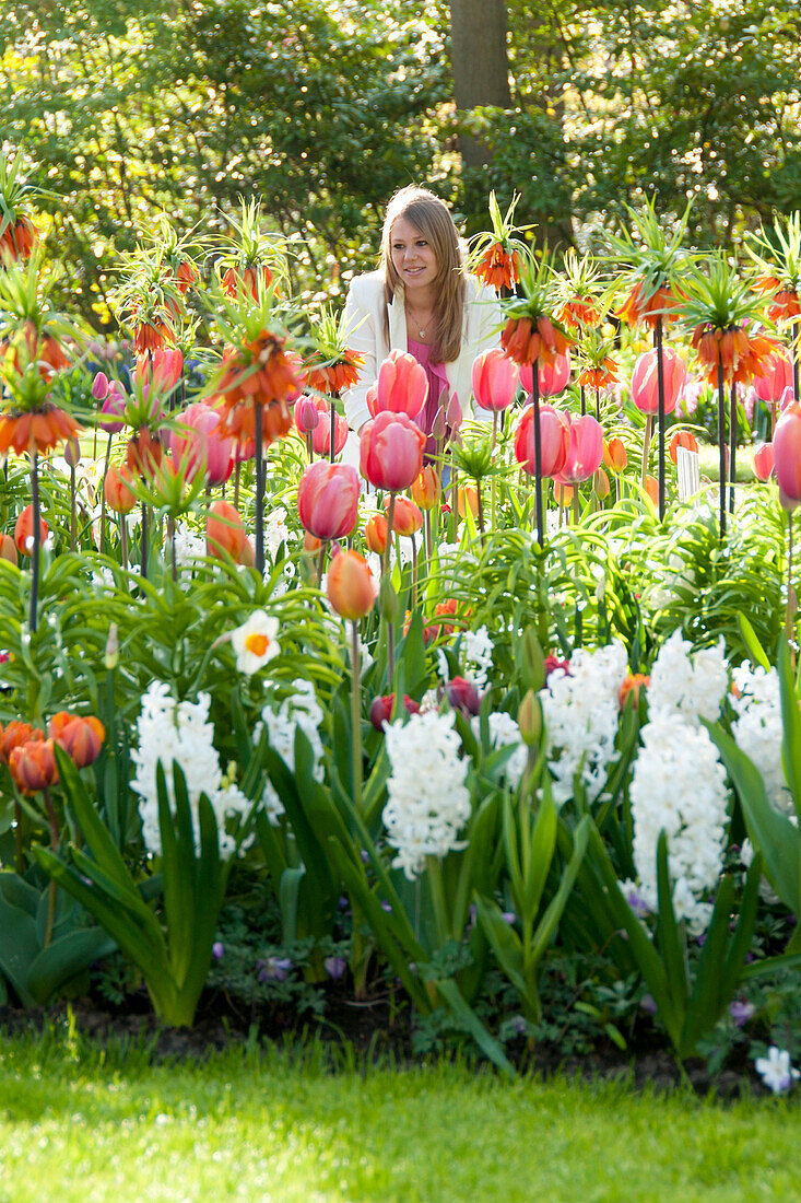 Woman in spring garden