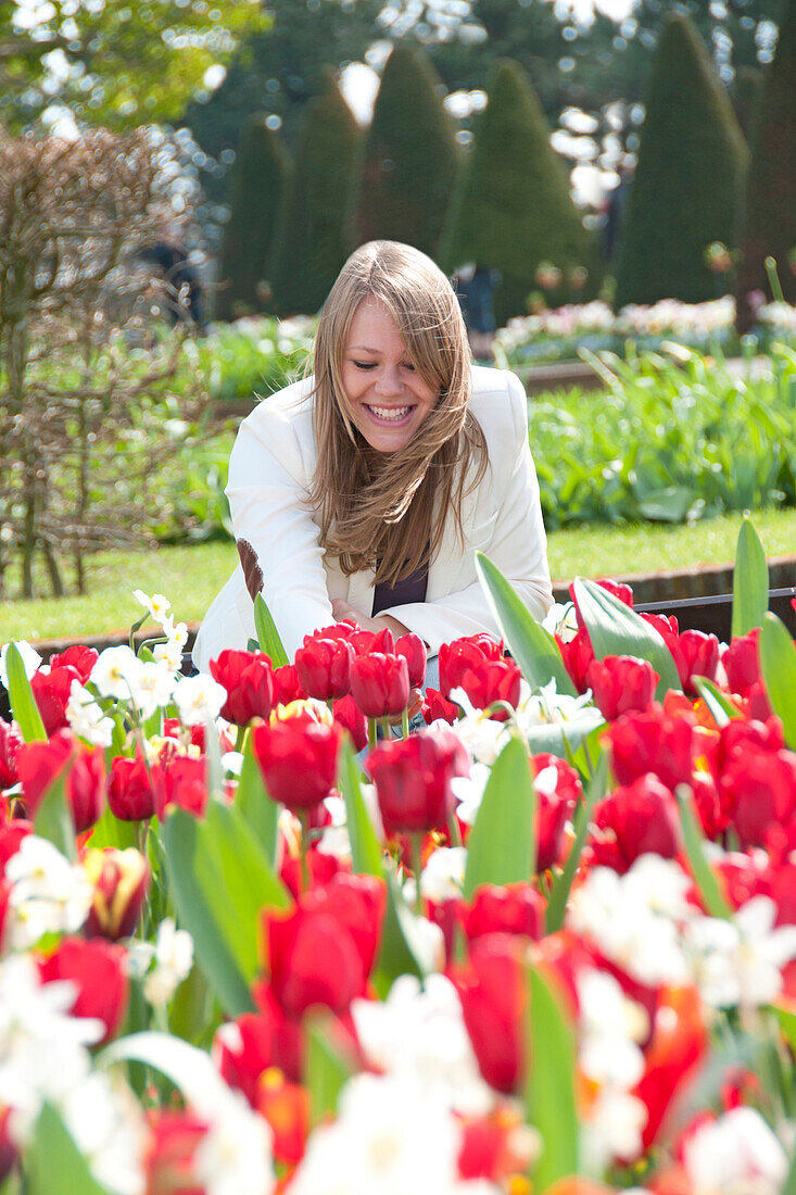 Woman in spring garden