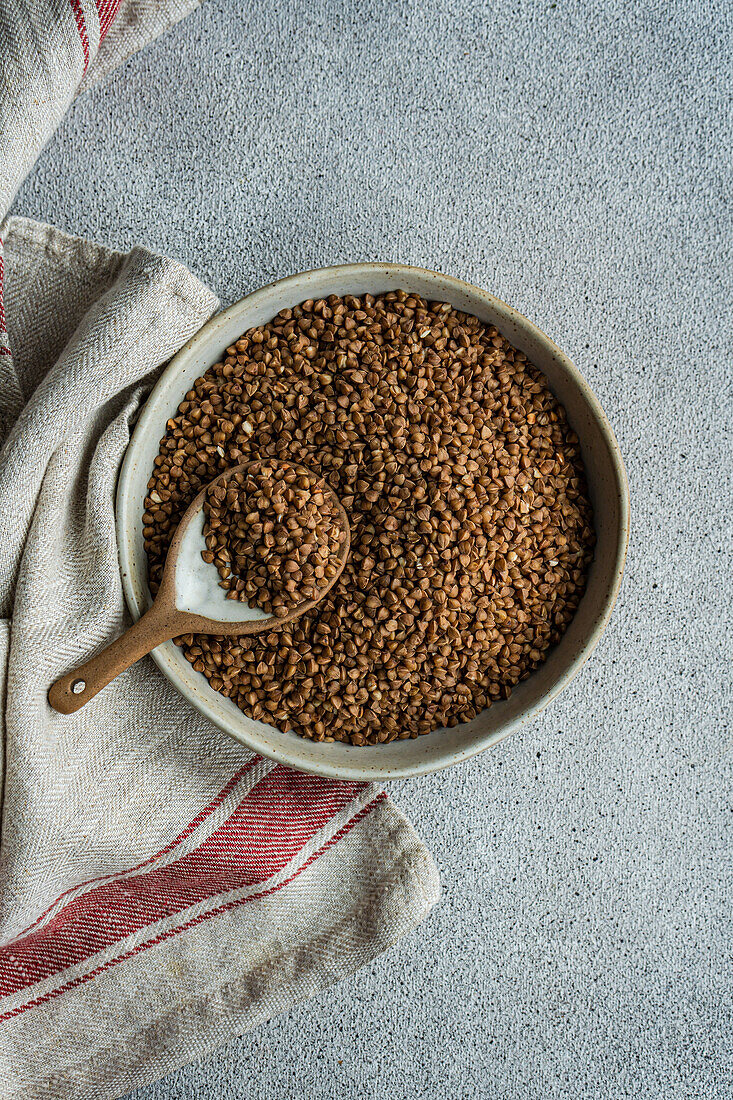 Raw buckwheat in a bowl