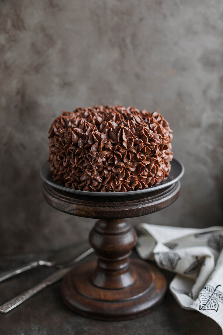 Small chocolate cream cake