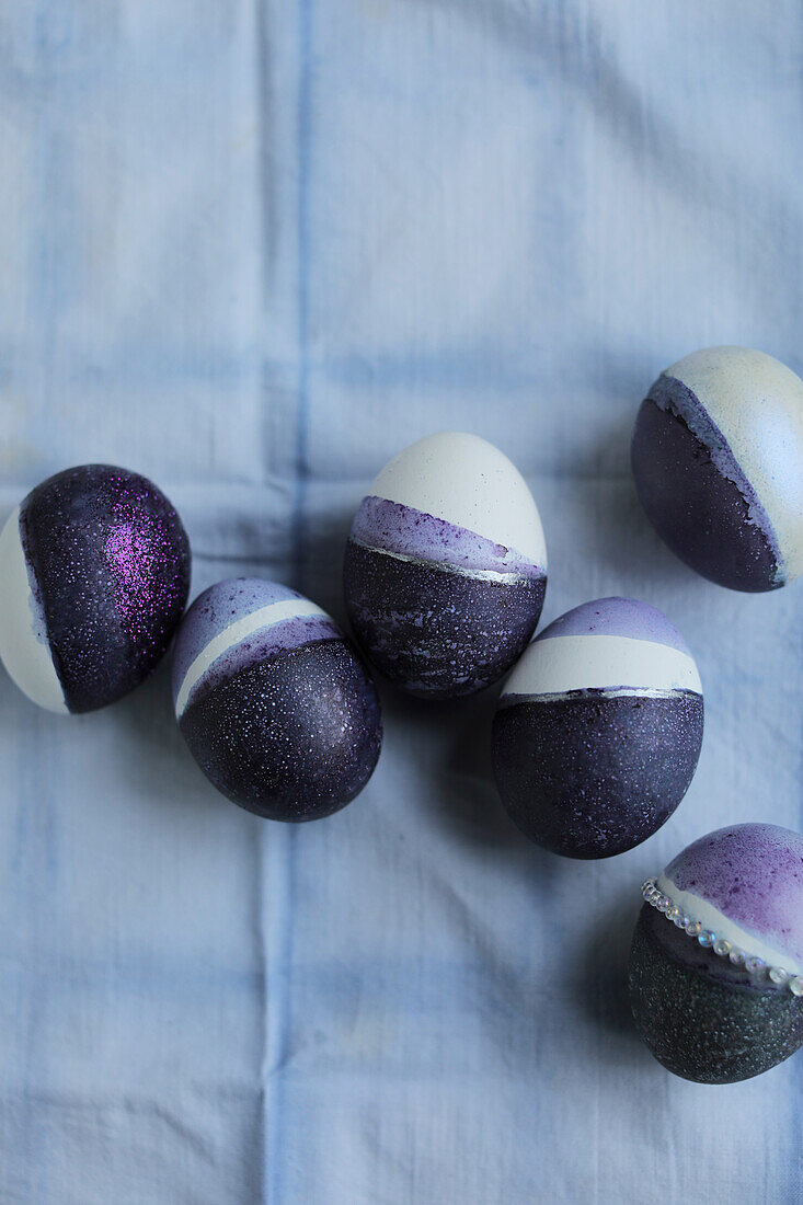 Multi-coloured dyed Easter eggs