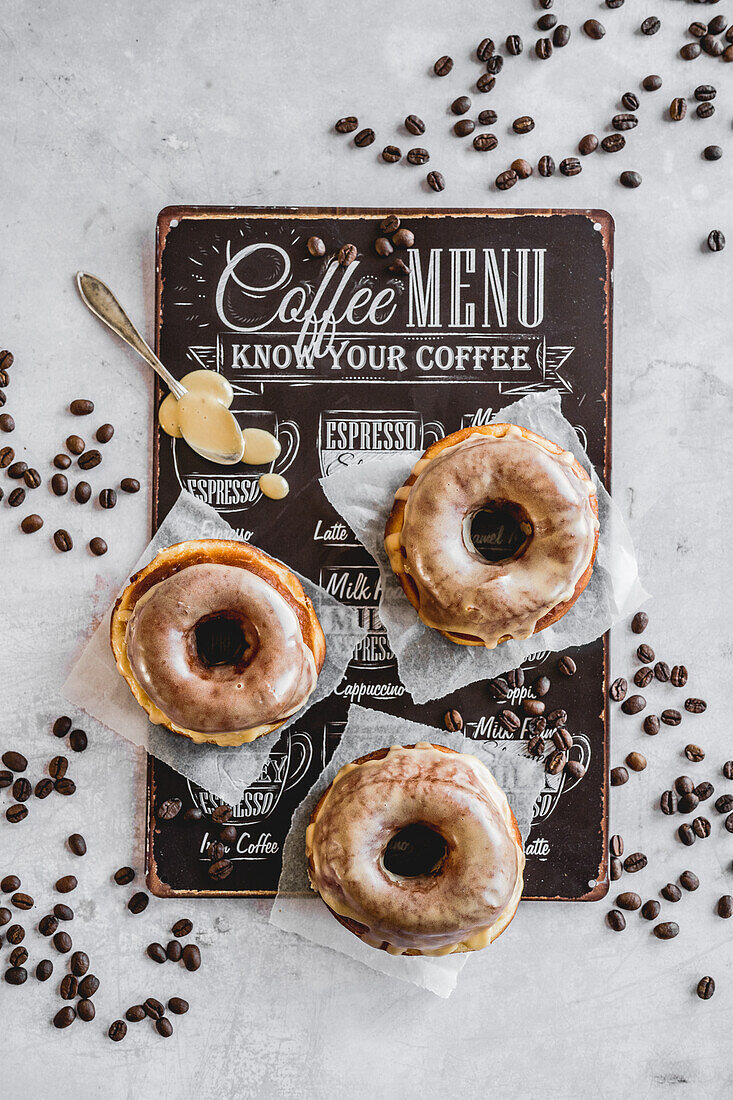 Donuts with coffee icing