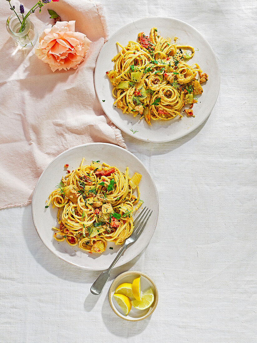 Fenchel-Meeresfrüchte-Linguine