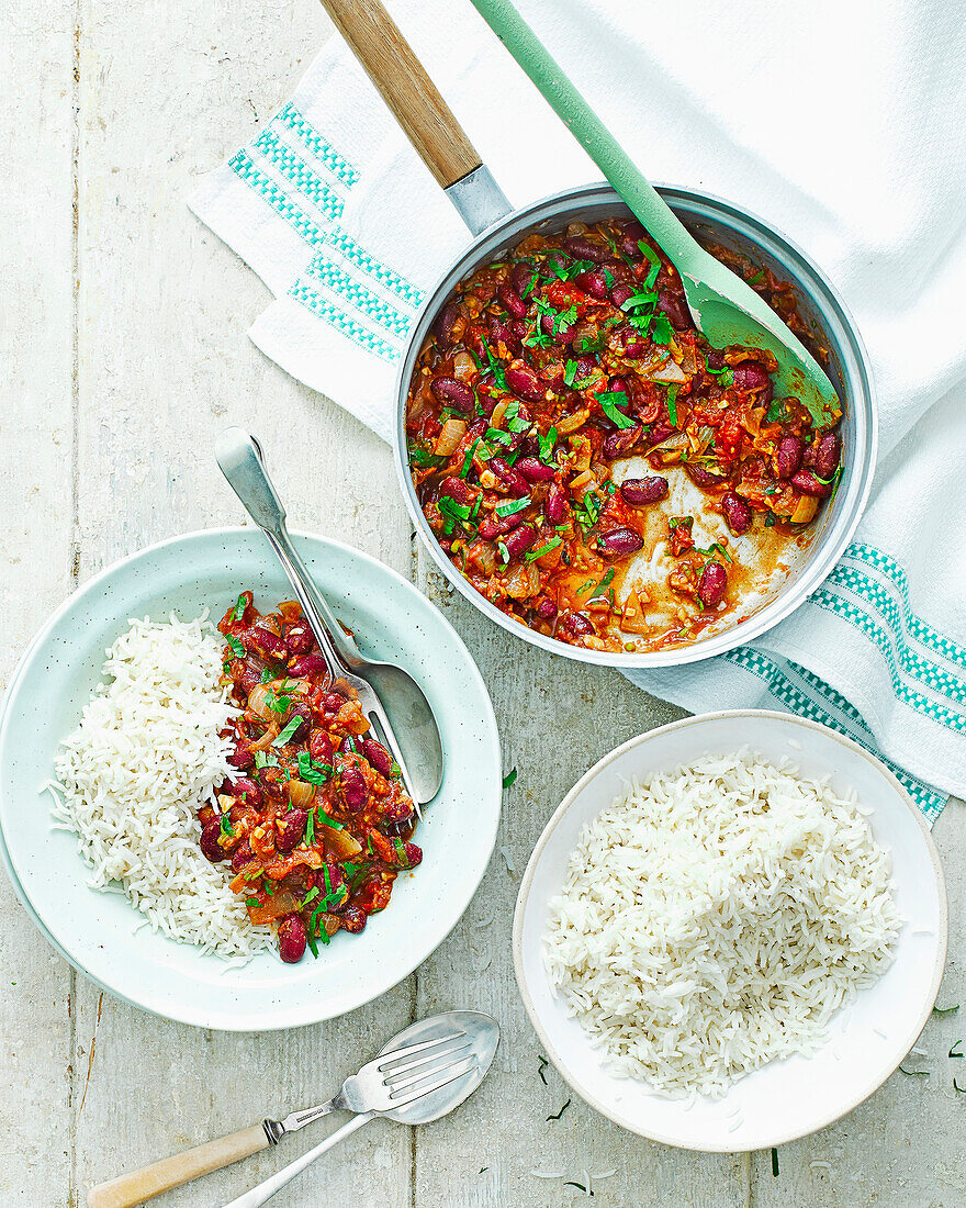 Kidneybohnen-Curry mit Reis