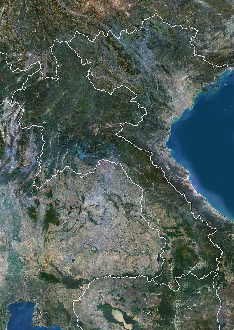 Laos, satellite image