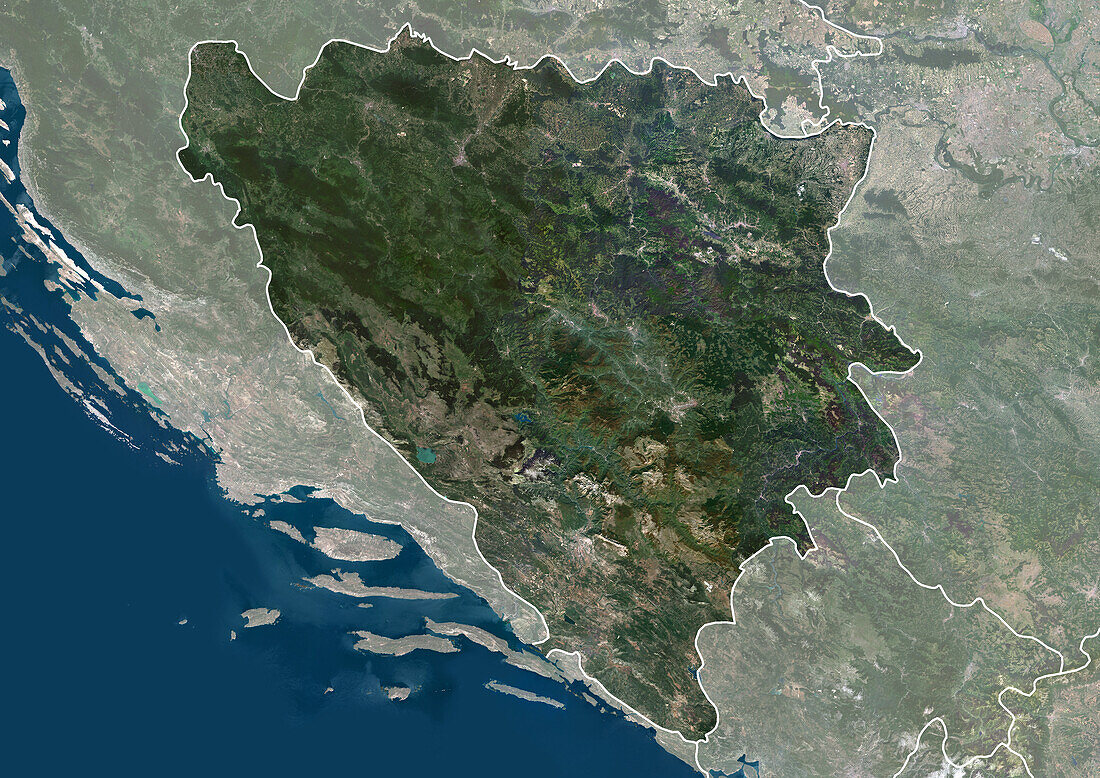 Bosnia and Herzegovina, satellite image