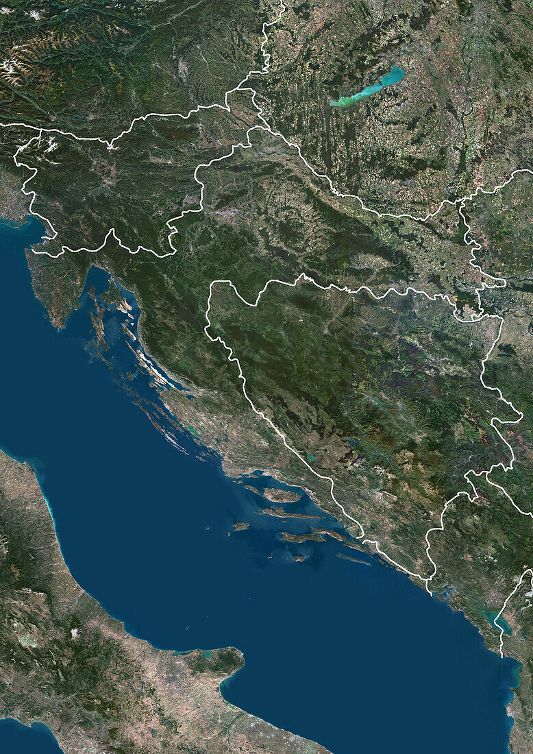 Slovenia, Croatia and Bosnia and Herzegovina, satellite image