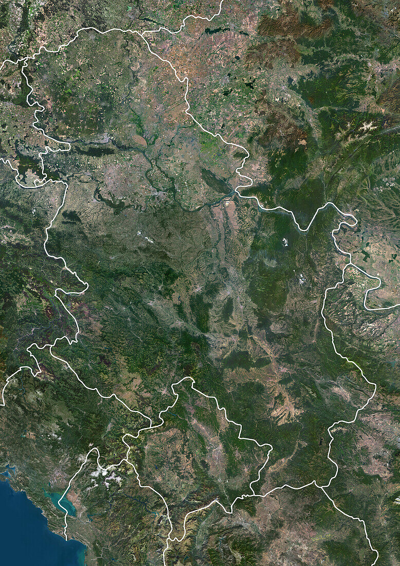 Serbia and Kosovo, satellite image