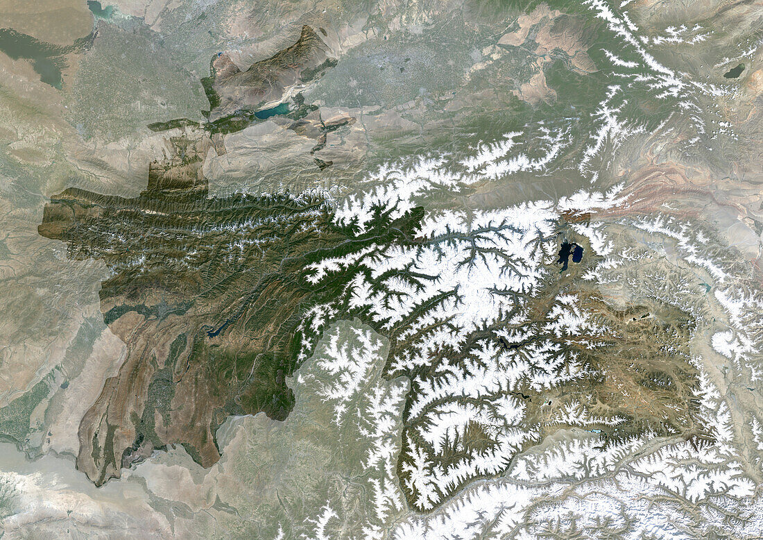 Tajikistan, satellite image
