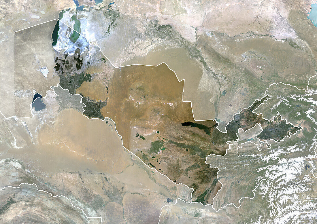 Uzbekistan, satellite image