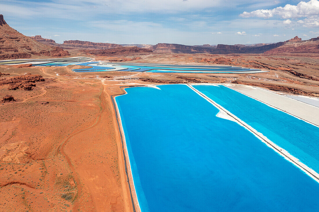 Evaporation ponds at potash mine, Utah, USA