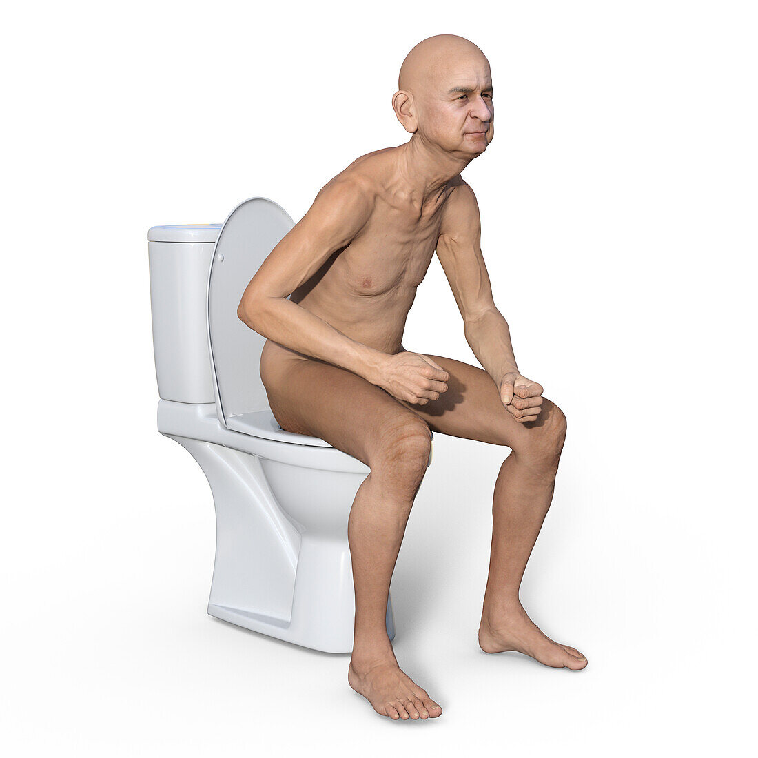 Senior person with constipation, illustration