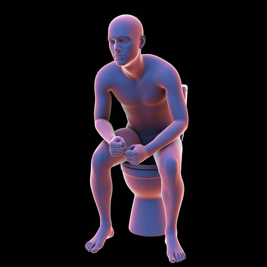 Person experiencing constipation, illustration