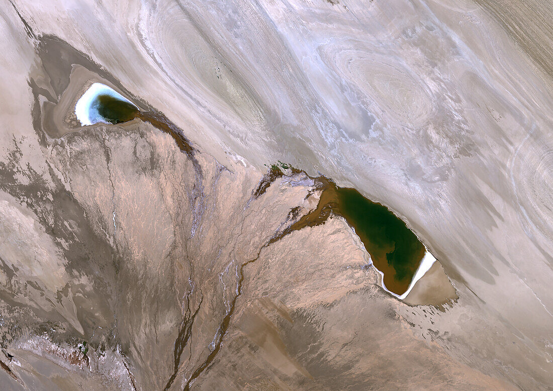 Dongtai Salt Lakes, Qinghai, China in 1986, satellite image