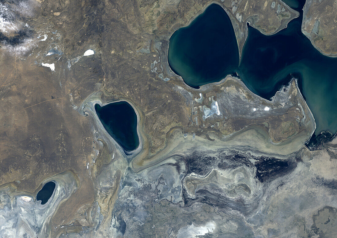 Shrinking of the Aral Sea in 2022, satellite image