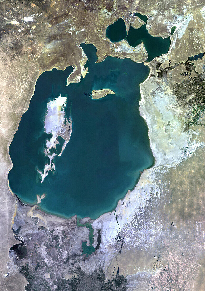 Shrinking of the Aral Sea in 1990, satellite image