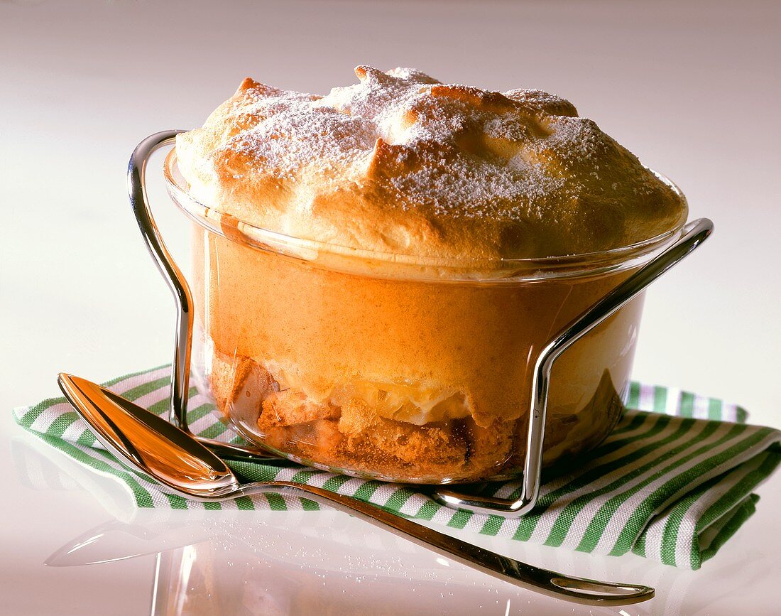 Pineapple souffle in glass dish