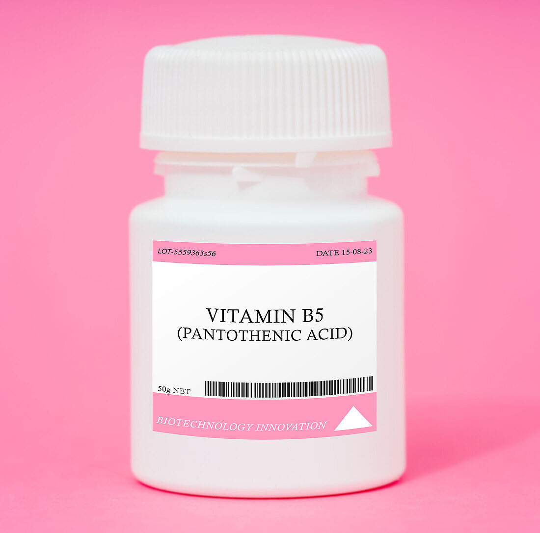 Container of vitamin B5 pantothenic acid