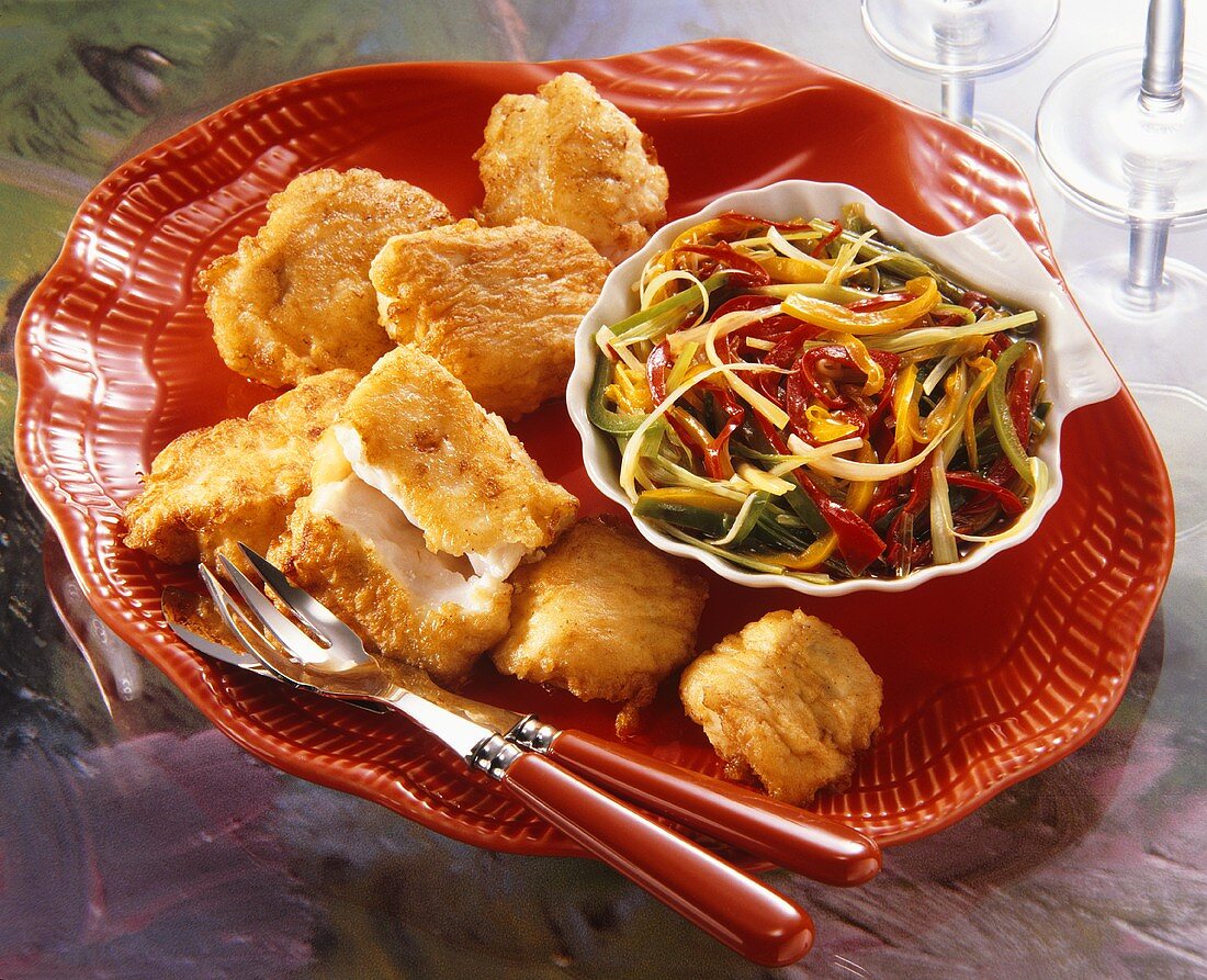 Fish nuggets and peppers