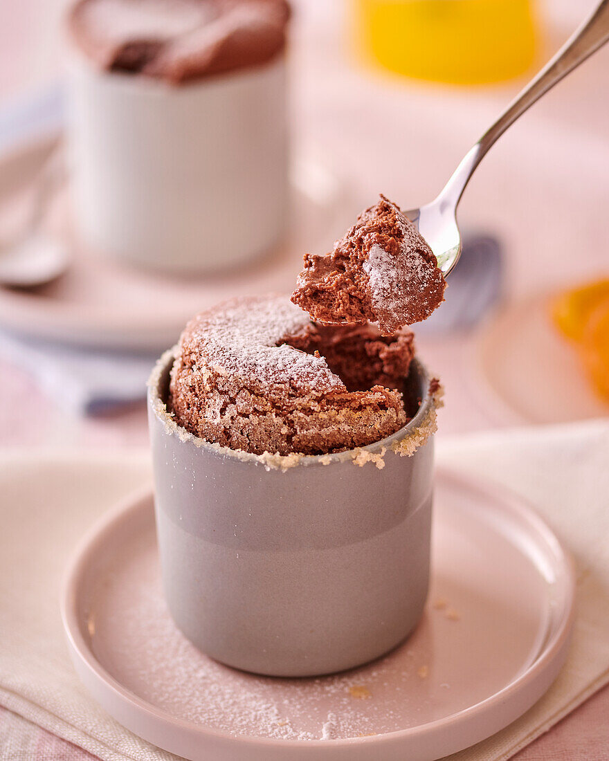 Chocolate soufflé in a cup