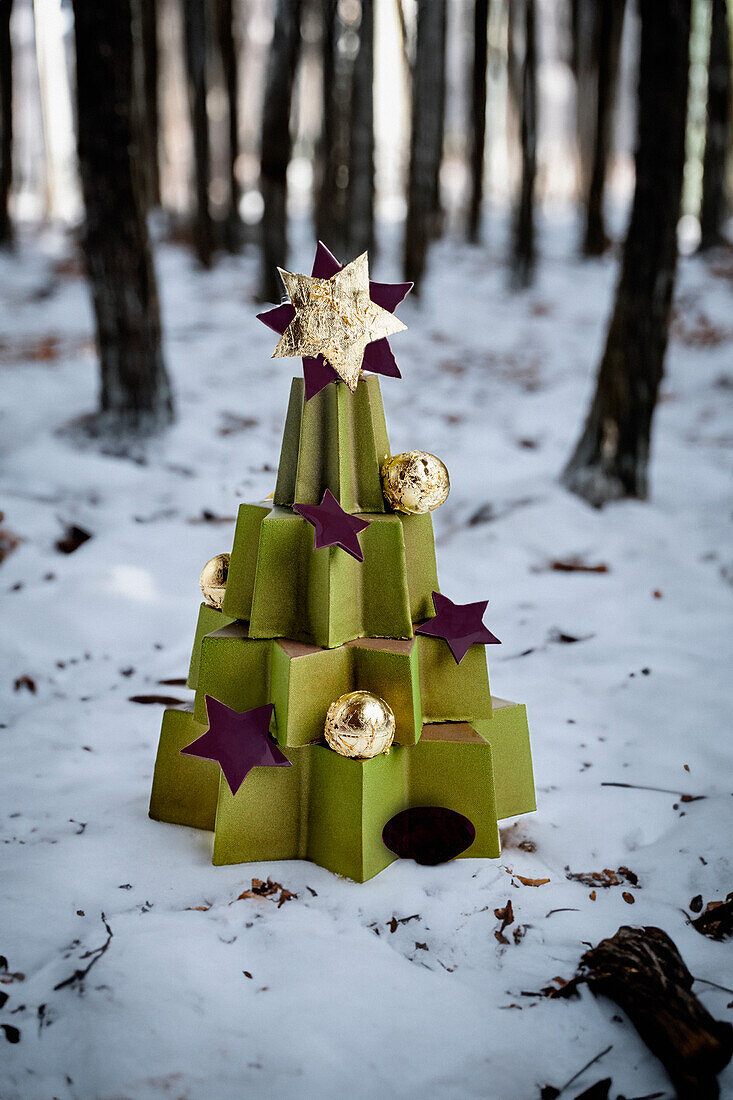 Christmas cake in the shape of a fir tree