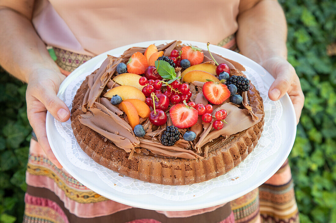 Chocolate tart with fresh berries