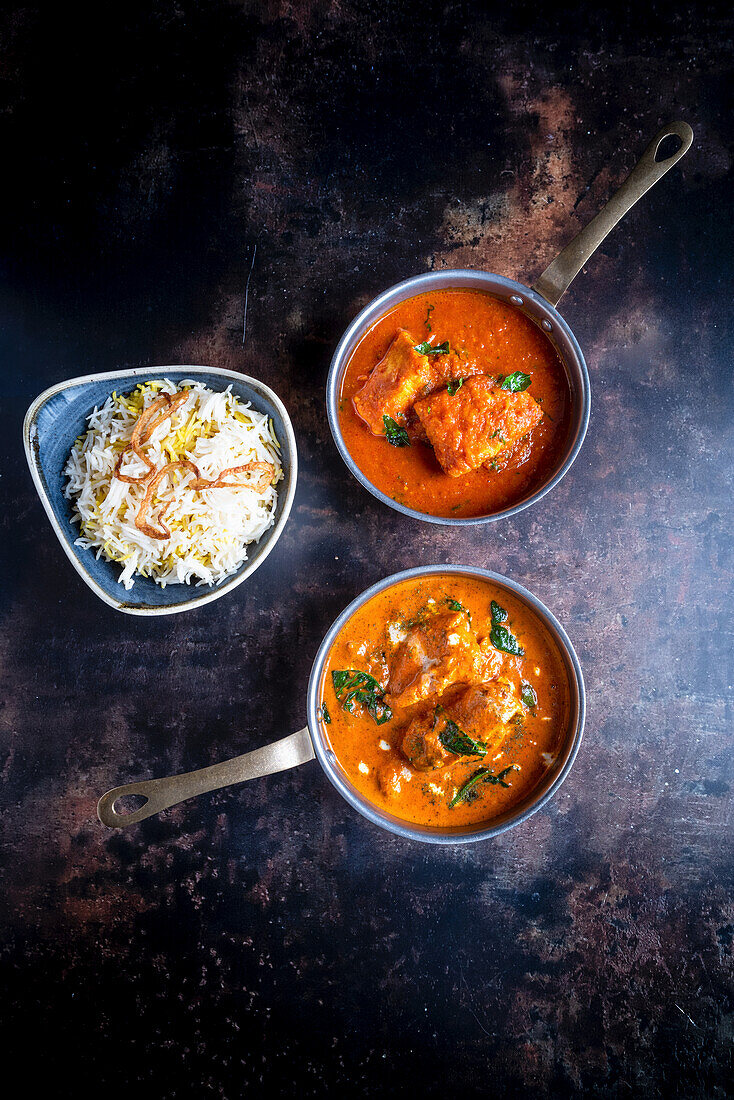 Zweierlei Currys mit Reis