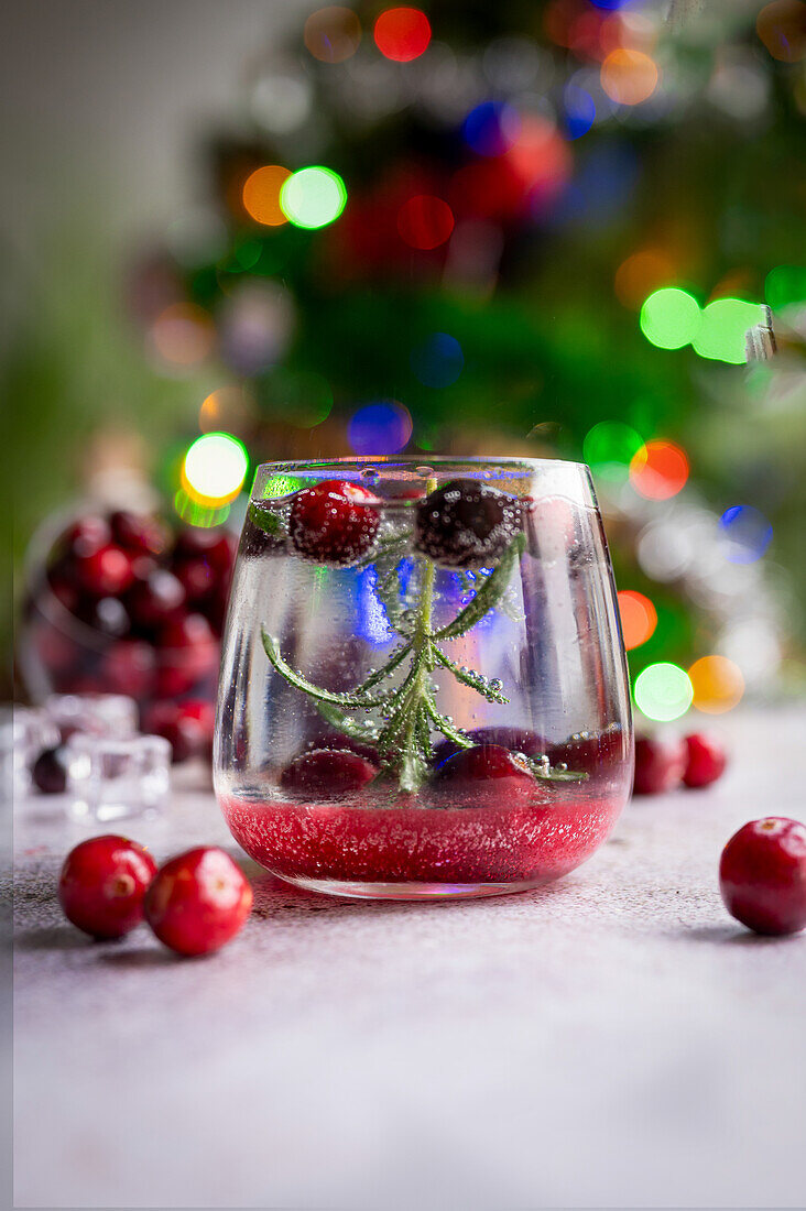 Cranberry and rosemary 'snow globe' cocktail