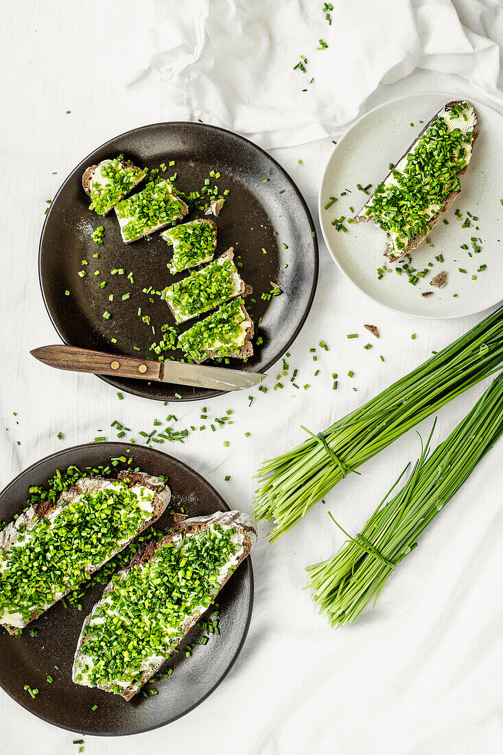 Sandwiches with chives