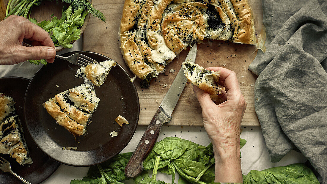 Spanakopita mit Schwarzkümmel