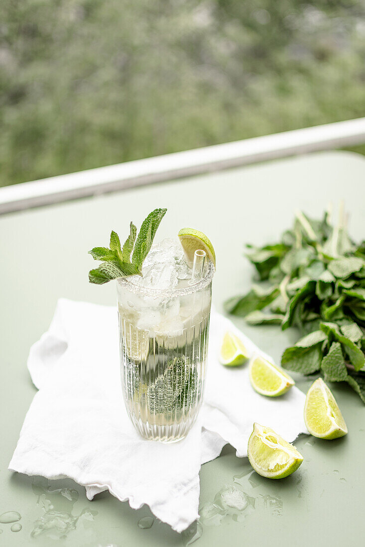 Virgin mojito with fresh mint and lime