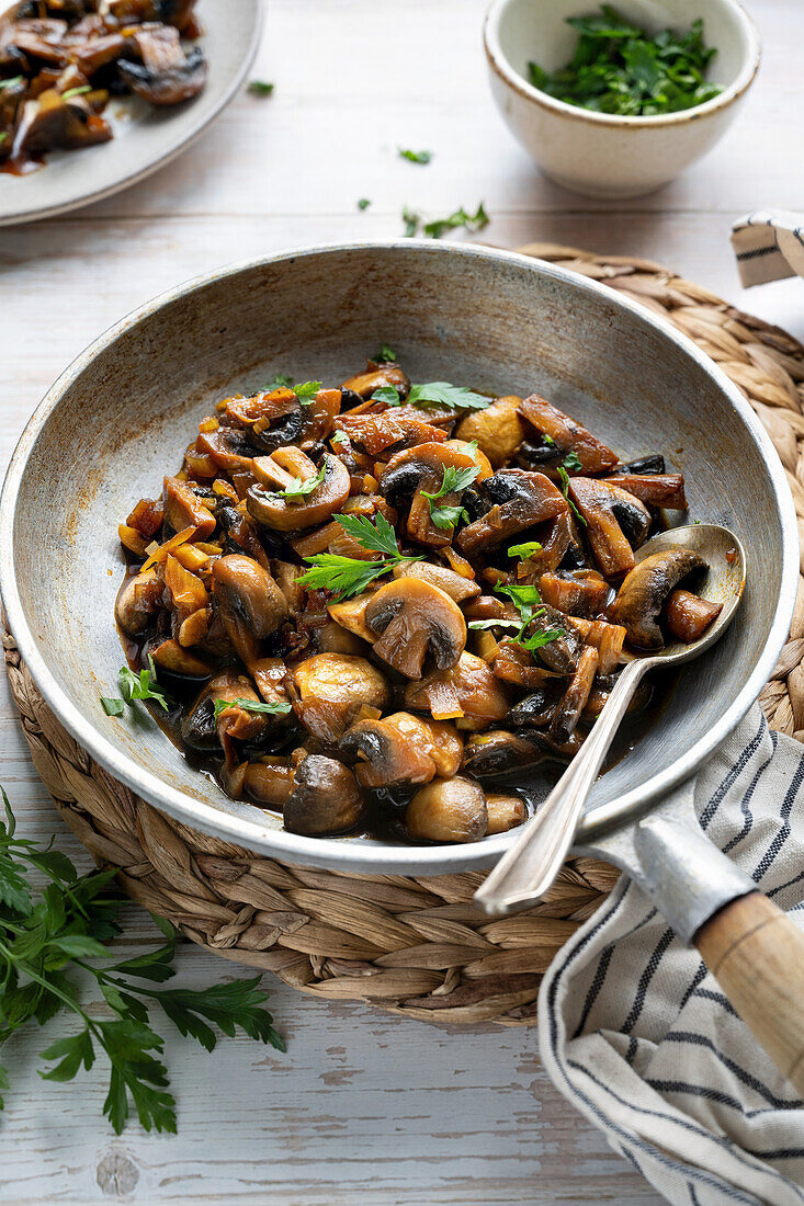 Roasted balsamic soya mushrooms with garlic