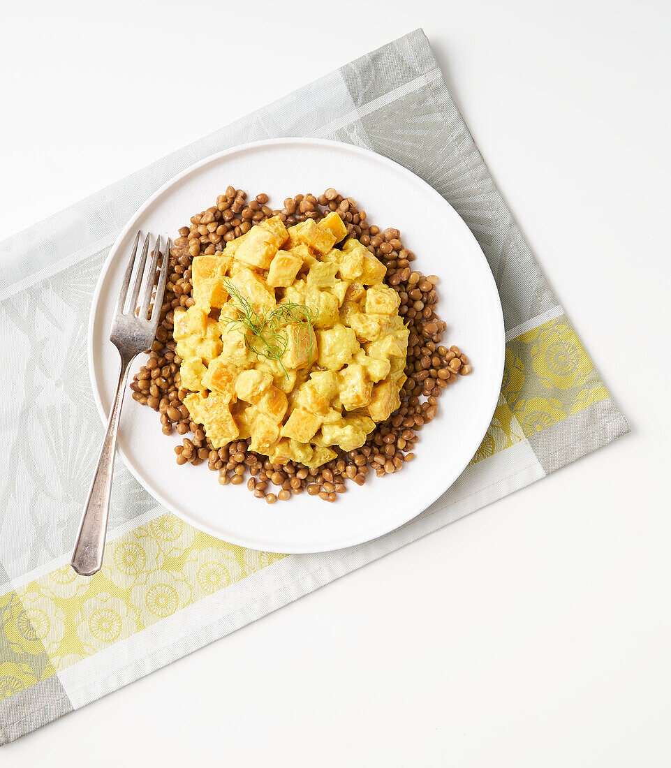 Lentils with pumpkin and cauliflower curry