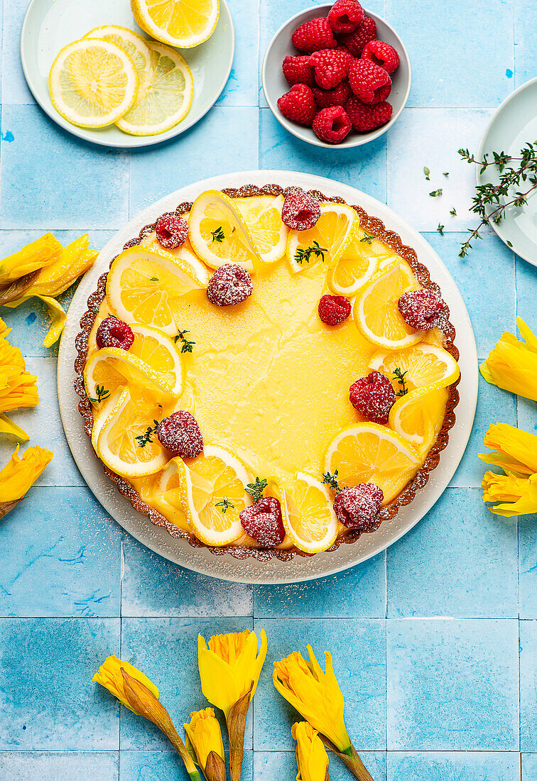 Lemon tart with mascarpone cream