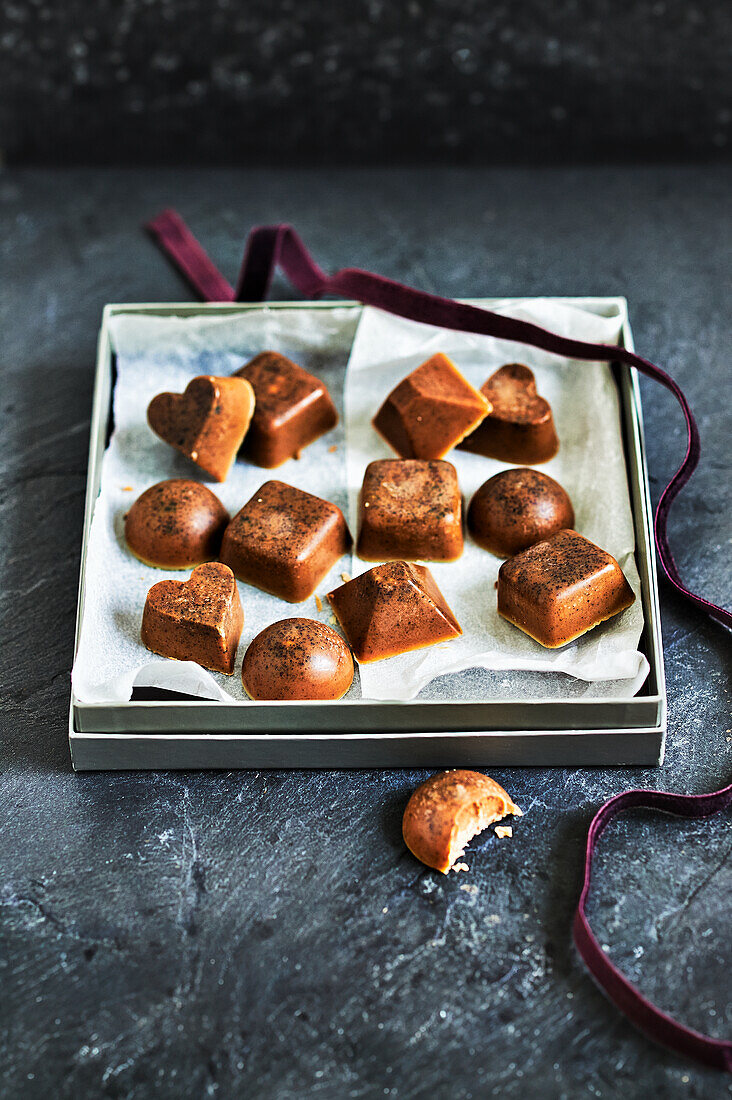 Fruity pralines with lucuma baobab and acai