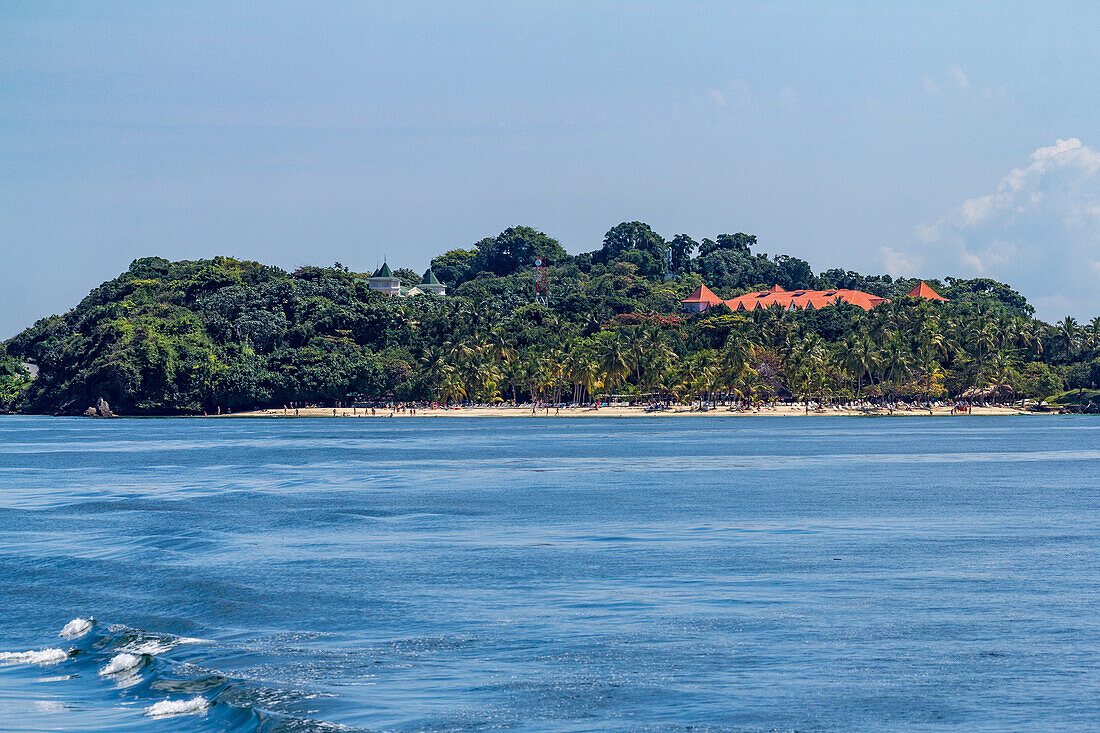 Cayo Levantado, a resort island in the Bay of Samana in the Dominican Republic.