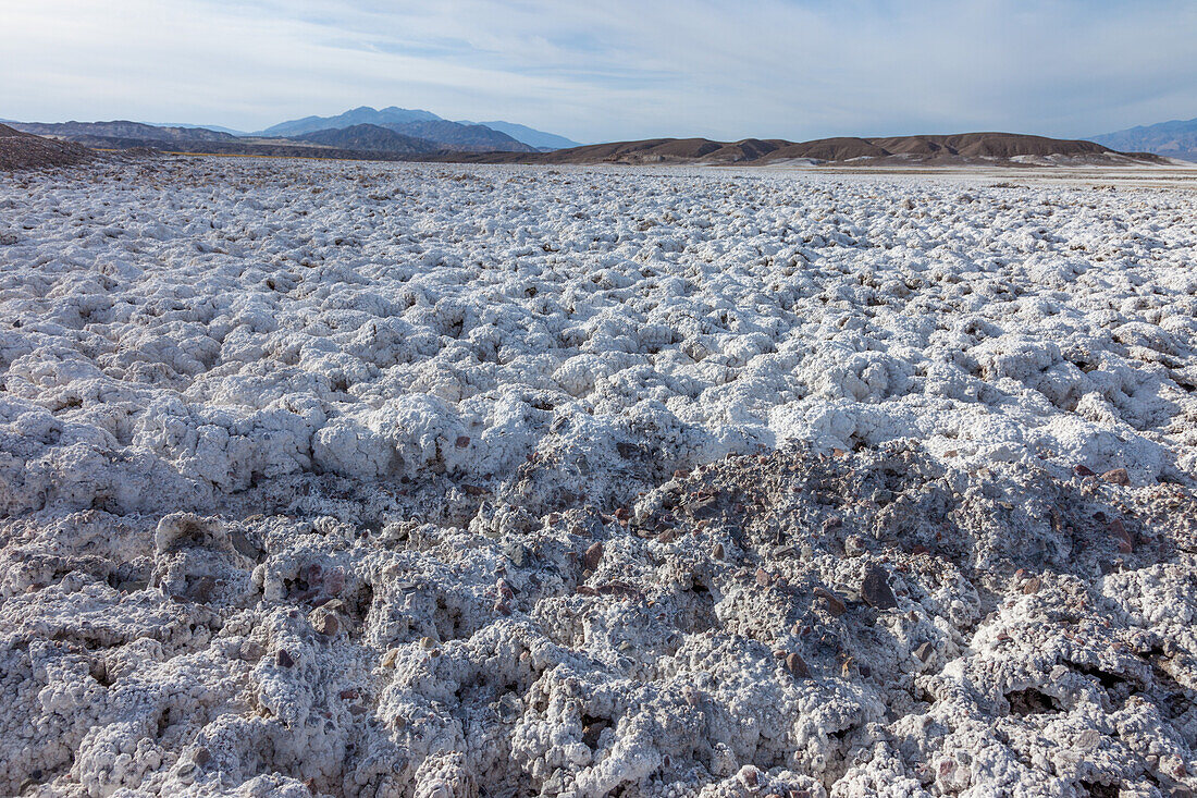 Mineral formations at the former borax mining site at Furnace Creek in Death Valley National Park in California.