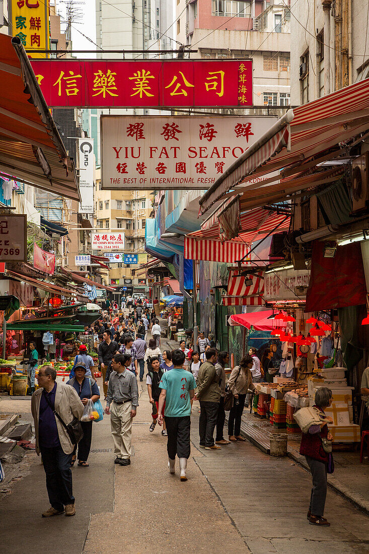 Street scene in Hong Kong, China.