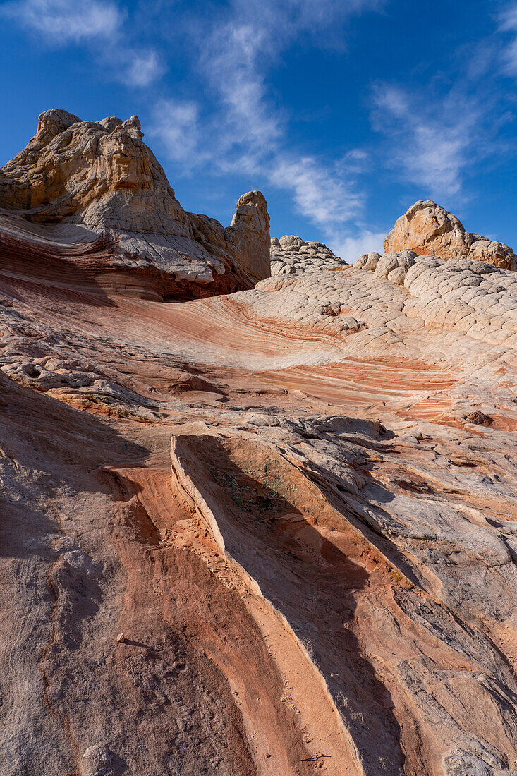 Erodierte Navajo-Sandsteinformationen in der White Pocket Recreation Area, Vermilion Cliffs National Monument, Arizona