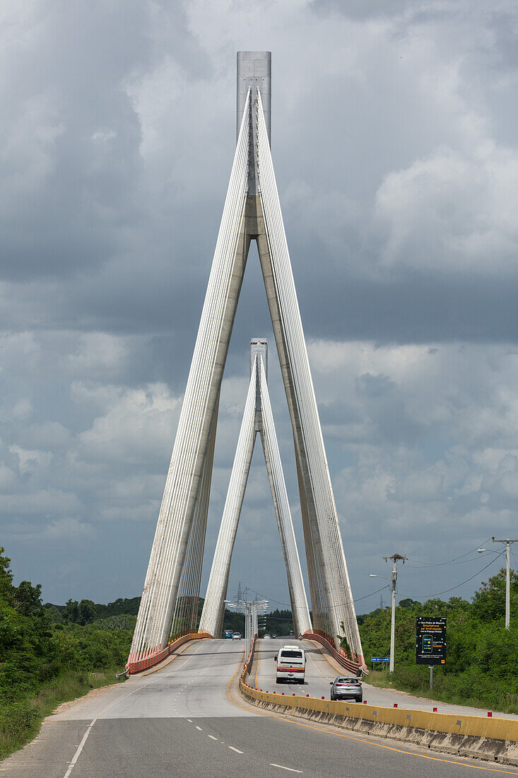 Rio Higuamo Bridge or Mauricio Báez Bridge is the cable-stayed bridge with the longest span in the Caribbean. It is located near San Pedro de Macorís in the Dominican Republic and opened 2007.