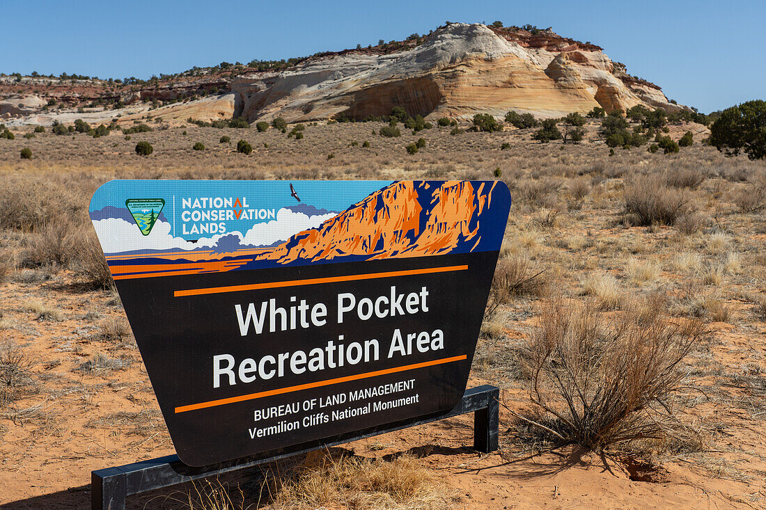 Schild an der White Pocket Recreation Area, Vermilion Cliffs National Monument, Arizona
