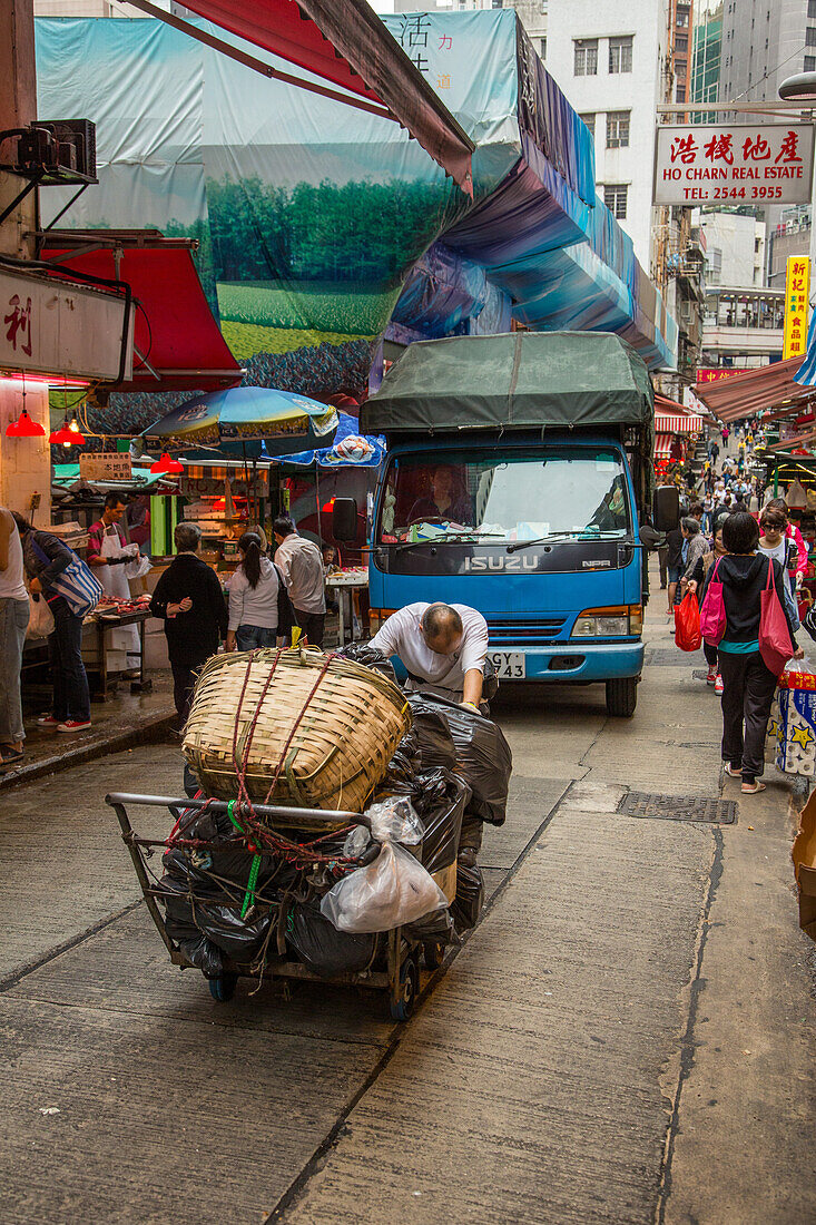 Street scene in Hong Kong, China.