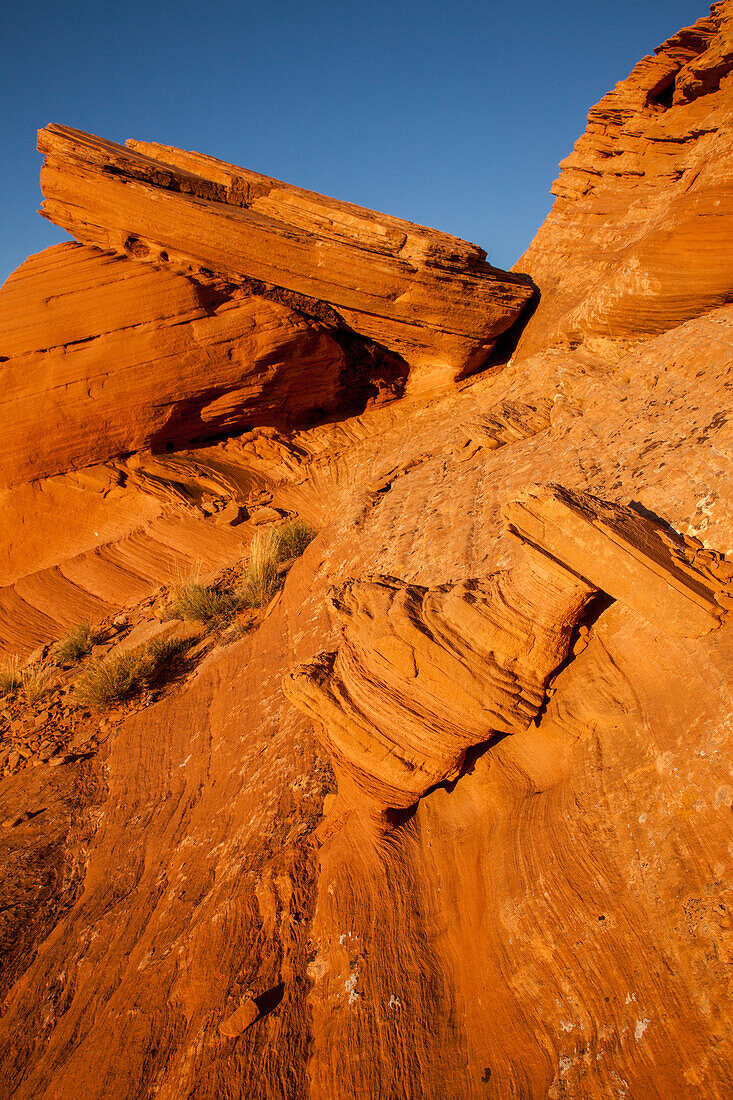 Eroded sandstone patterns in Mystery Valley in the Monument Valley Navajo Tribal Park in Arizona.