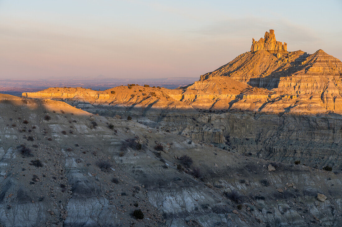 Angel Peak Scenic Area near Bloomfield, New Mexico. First light on Angel Peak.