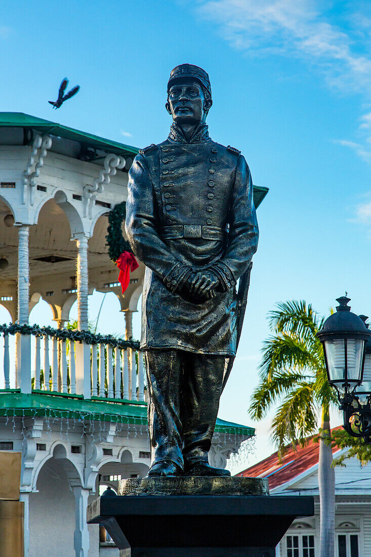 Bronze statue of national hero General Gregorio Luperon in Independence Square in Puerto Plata, Dominican Republic.