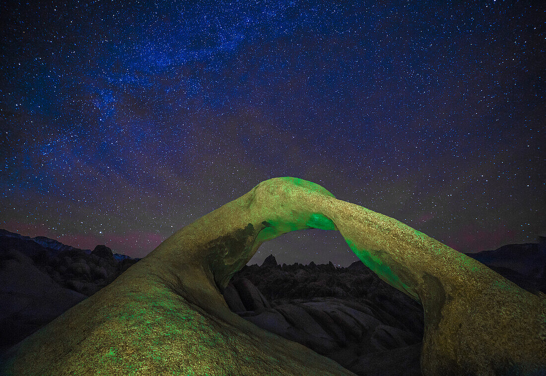Milky Way over Mobius Arch in the Alabama Hills near Lone Pine, California.