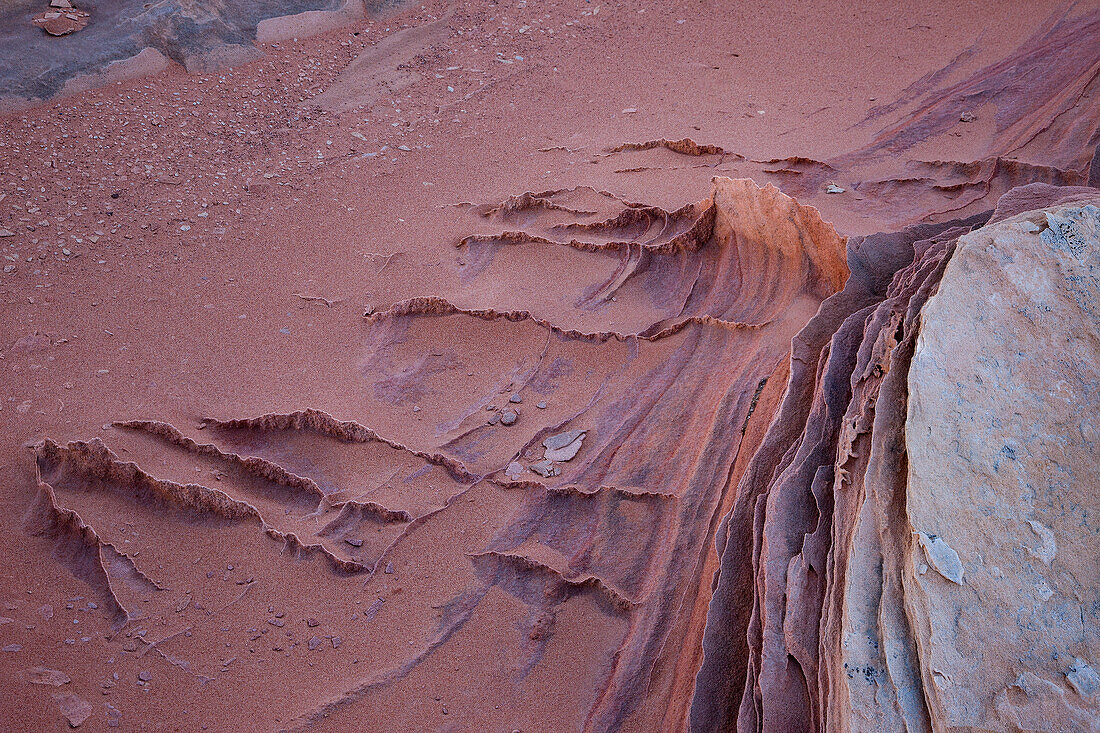 Very thin, fragile sandstone fins in Navajo sandstone formations. South Coyote Buttes, Vermilion Cliffs National Monument, Arizona. Geologically, these fins are called compaction bands.