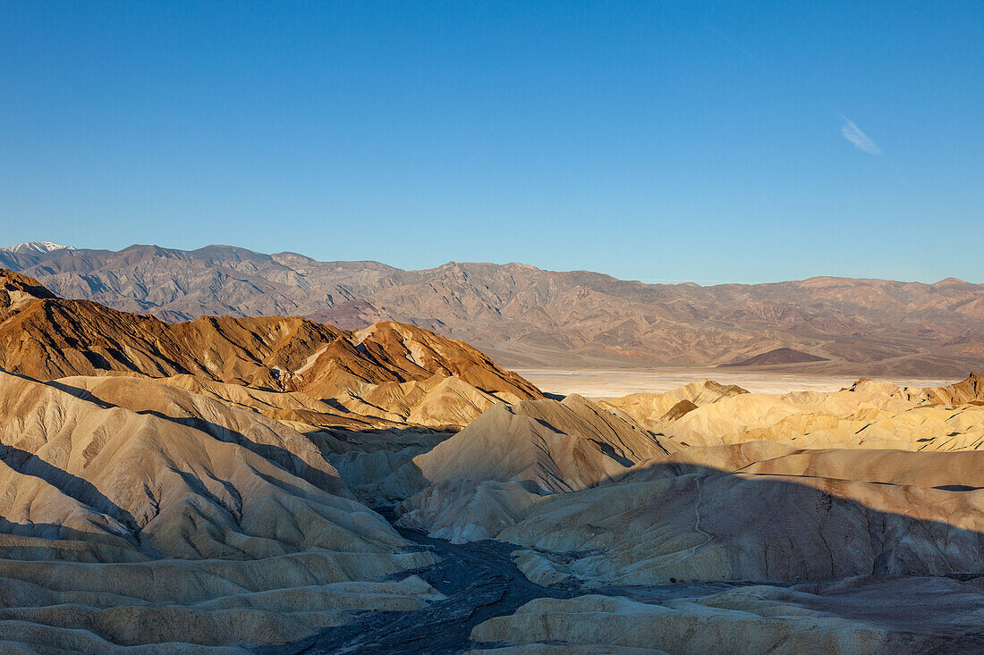 Zabriskie Point & the Panamint Mountains in Death Valley National Park in California.