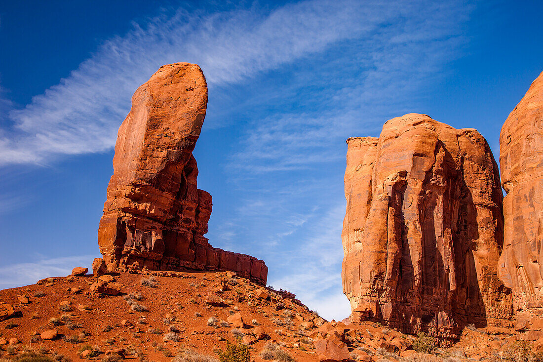 Der Daumen, eine Sandsteinfelsformation im Monument Valley Navajo Tribal Park in Arizona