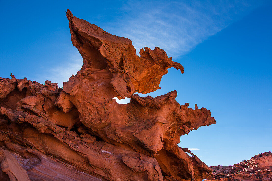 Fragile eroded Aztec sandstone formations in Little Finland, Gold Butte National Monument, Nevada.